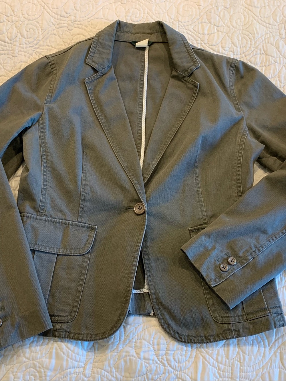 J. Crew Olive Single-Button Cotton Blazer